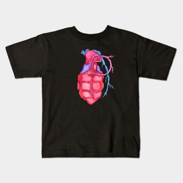 Heart Grenade Kids T-Shirt by LVBart